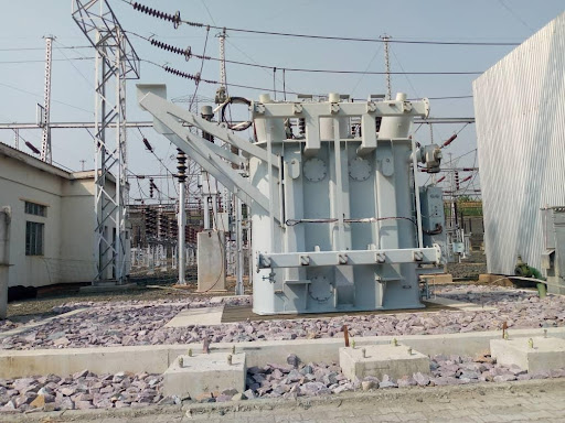 Transformer placed on the newly constructed plinth